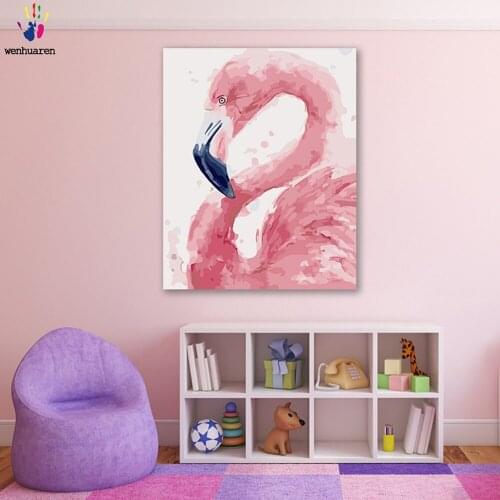 DIY colorings pictures by numbers with colors Pink girl heart flamingo nordic wind picture drawing painting by numbers framed