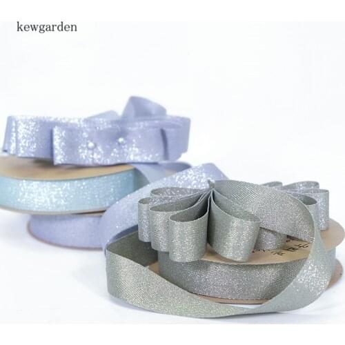 Kewgarden 1" 25mm Glitter Satin Ribbon Handmade Tape DIY Brooch Hair Bowknot Accessories Packing Webbing 10 Yards