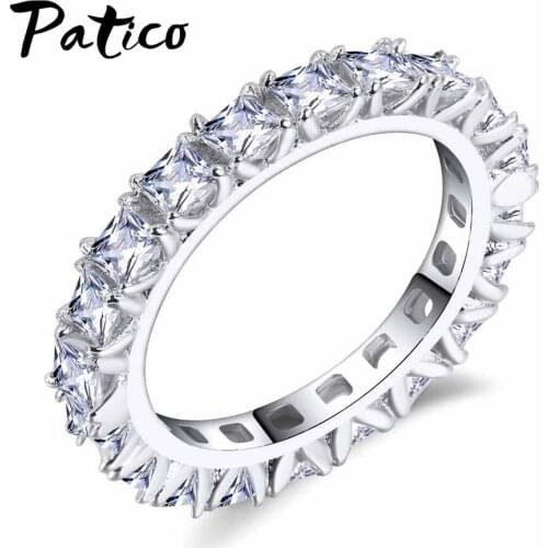 Exquisite Bijoux Fashion Square 925 Sterling Silver Wedding Engagement Rings AAA Cubic Zirconia Stone Jewelry Bague Anel