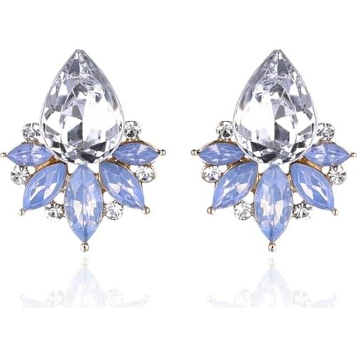 Beautiful Jewelry Multi Colors Crystal Flower Stud Earrings Rhinestone Crystal Piercing Earrings lady birthday Christmas Party