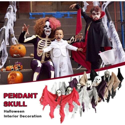 Creative Colorful Ghost Halloween Hanging Decoration Supplies Horror Atmosphere Ornaments Props Pendant Skull Crafts Miniatures