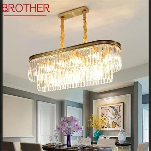BROTHER Chandelier Gold Luxury Oval Pendant Lamp Postmodern LED Lighting Fixture for Home Living Dining Room