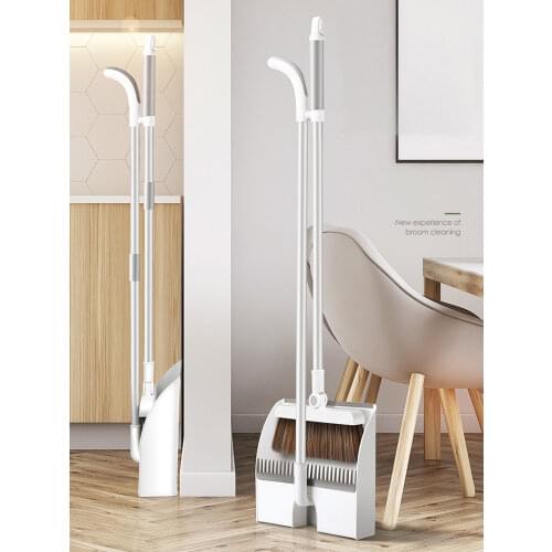 JOYBOS Windproof Broom & Dustpan Set Upright With Extendable Broomstick Cleaning Brush Long Comb Teeth JBS16