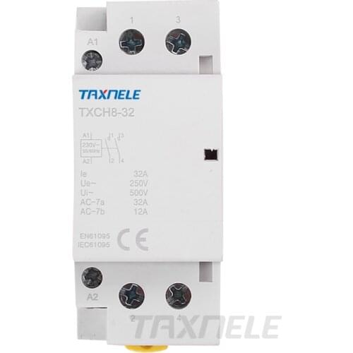 32A 63A 2P 220V/230V 50/60HZ Din rail Household ac Modular contactor 2NO 2NC 1NO1NC Household contact module auxiliar de partida