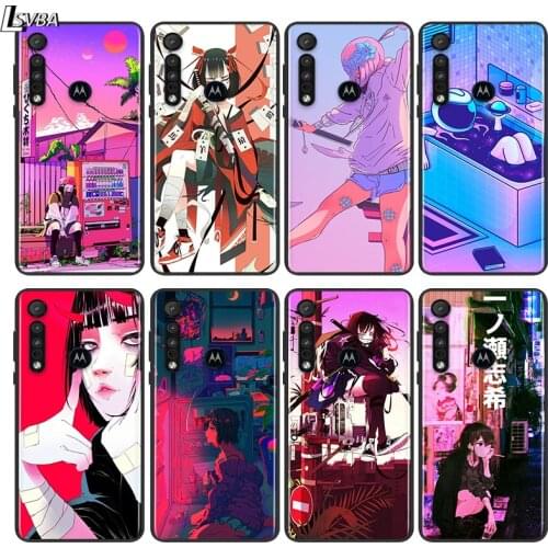 Anime vaporwave aesthetic For Motorola E6 E7 G8 G9 G Edge Stylus Power Play Lite One Hyper Marco Plus Black Soft Phone Case