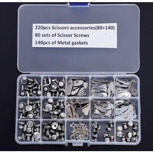 220PCS/BOX Hair Scissor Accessories Mix sizes Scissor screws and metal gaskets Scissor Repair Kit Hairdressing Salon Use PJ-0015