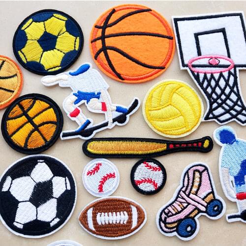 Embroidery Patches For Clothing Iron on DIY Patch Appliques Basketball Football Stickers Embroidered Badges Sports Music Series