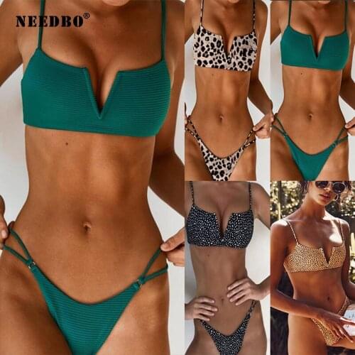 NEEDBO Sexy Women Swimming Suits 2 Pieces Swimsuit Women Bikini Biquini Micro Bikini Swimwear Women Push Up Bikini Mujer 2020