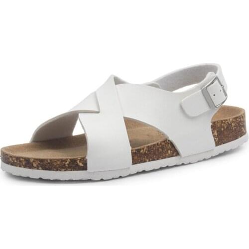 2020 New Lovers Beach Cork Sandals Casual Men Summer Buckle Strap Outside Non-slip Sandalias Cross Strap Shoes Silver Black Pink