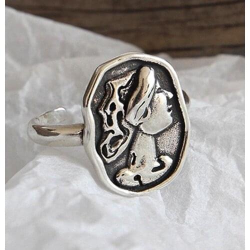 Punk Vintage Silver Color Queen Rings For Women Men Gothic Antique Jewelry Anillos 2020