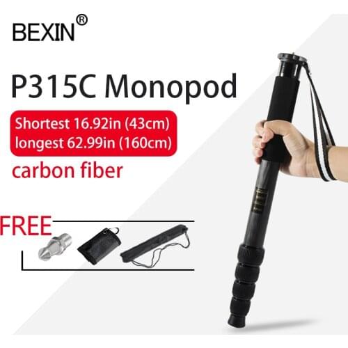 P315C professional selfie carbon fiber phone holder monopod lightweight travel shooting monopod for DSLR Camera Smartphone