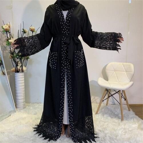 Ramadan Eid Abaya Lace Embroidery Dubai Kimono Cardigan Mujer Kaftan Hijab Muslim Jilbab Turkish Dresses Abayas Islam Clothing