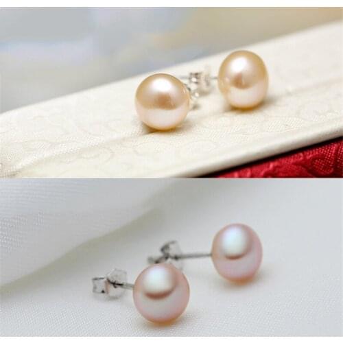Top Quality Natural Freshwater Pearl Stud Earrings for Women Wedding Party Silver Color black earring boucle d'oreille