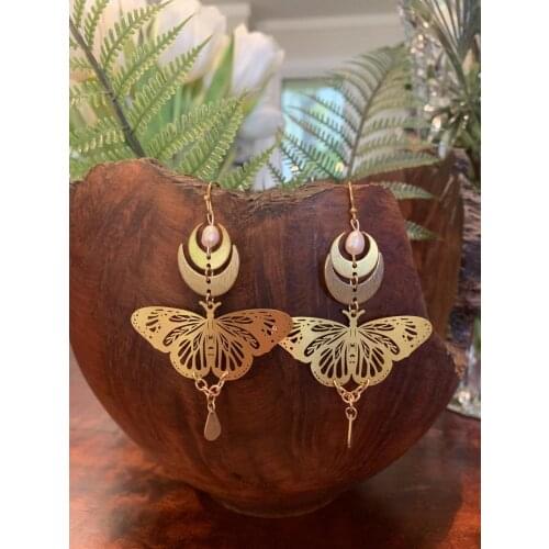 Moth & Moon Earrings, Hypoallergenic Wanderlust Jewelry