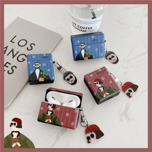 3D Cartoon Movie killer Leon keychain suitcase Headphone Earphone silicon case for Apple airpods 1 2 Pro Wireless Headset cover