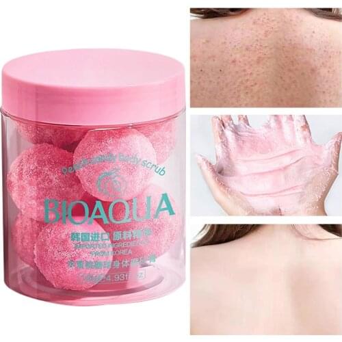 1Pcs Sugar Ball Body Scrub Exfoliating Remove Acne Brighten Skin Tone Repair Rough Gentle Peach Gentle Whole Body Skin Care 140g