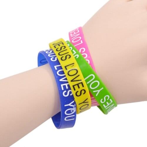 Random Color 10pcs Mixed Color Bracelet Set Words Printed Silicone Cuff Wristband Rainbow Bracelet Unisex Jewelry
