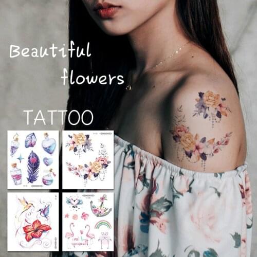 Waterproof Tattoo Sticker Beauty Colorful Tattoo Patterns Flower Tattoo Body Temporary Fake Tattoo Sticker for Women Child