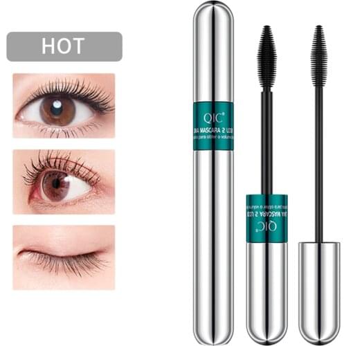 QIC Double Head Waterproof Mascara 4D Thick Pull Long Curl Eyelashes Liquid Not Easy Dizzy Dye Eye Lashes Quick Waterproof