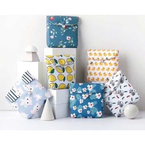 Women Canvas Mini Sanitary Napkin Bag Cosmetics Organizer Storage Bags Wallets Coin Purse Credit Card Holder Sanitary Pad Pouch