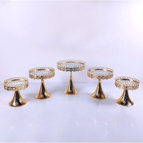 1pcs Gold Mirror Cupcake Stand Crystal Metal Creative Large Fruit Plate Basket Home Set Cake Tool
