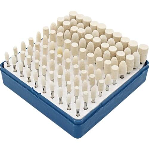 100pcs Multifunctional Wool Felt Mandrel Mounted Grinding Polishing Accessories Attachment Set - Fit Dremel-1/8 Inch Shank