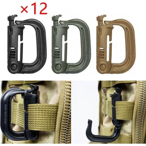 12X Carabiner Quick Buckle D-ring Clip Molle Webbing Belt Outdoor Hiking Backpack Buckle Camp Shackle Bag Tactical Hook
