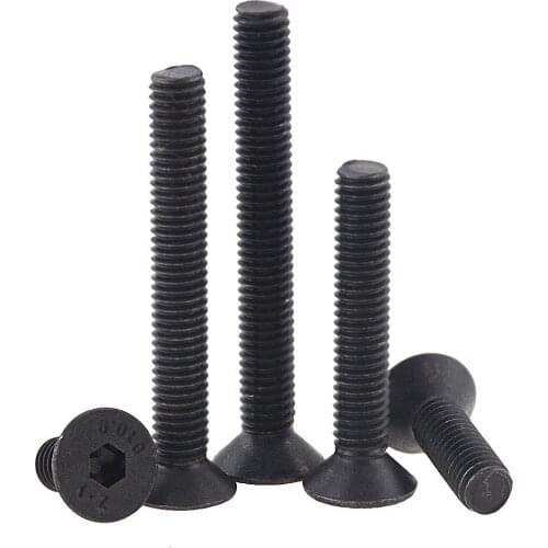 20PCS M4x6-50 8 10 12 30 40 Hexagon Socket Flat Countersunk Head Screw Carbon Steel Hex Socket Bolts Machine Screw DIN7991 M4*6