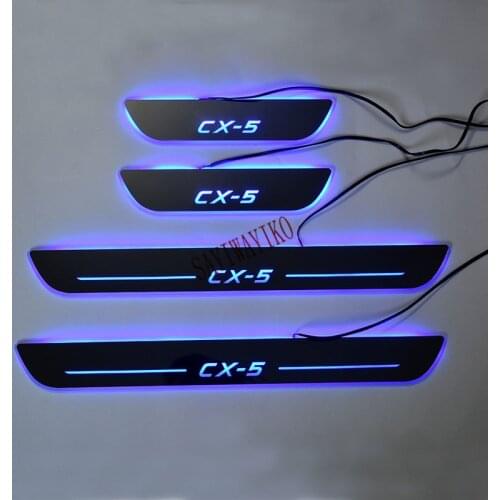 4PCS Car LED Door Sill For Mazda CX-5 CX5 2017 2018 Ultra-thin Acrylic Dynamic LED Welcome Light Scuff Plate Pedal