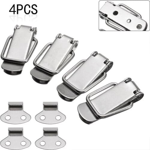 4Pcs/set Furniture Cabinet Boxes Latch Catch Clamp Clip Spring Loaded Latch Catch Toggle Iron Hasp for Door Cabinet