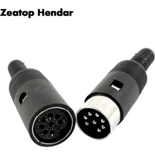 50PCS 13mm 8 Pin DIN Plug Solder Iron DYI Connector with Plastic Handle Male and Female Audio Video Adapter