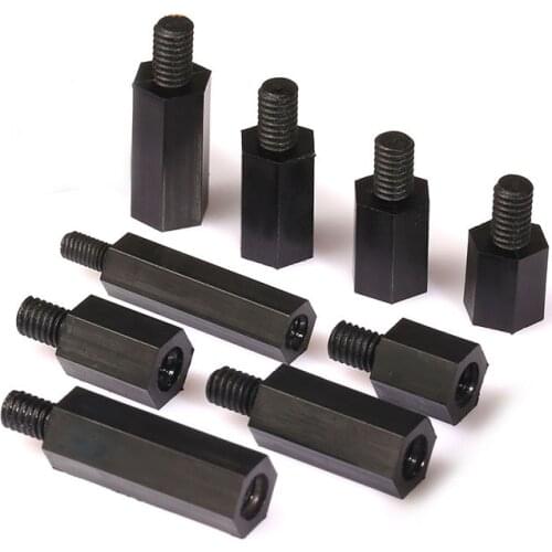 50pcs Nylon PCB Board spacer M2 M2.5 M3 M4 Black Hex Nylon plastic standoff spacer NY66 Pillar