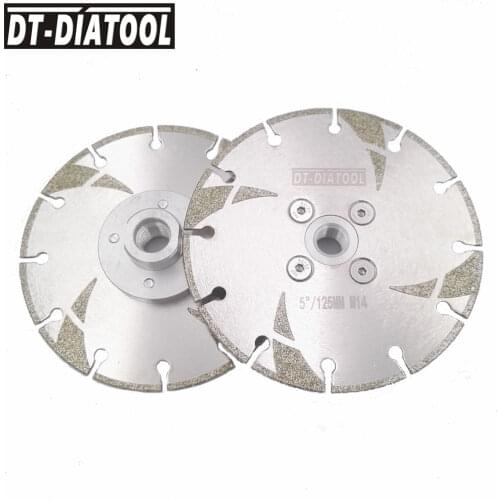 DT-DIATOOL 2pcs M14 Thread Dia 5"/125mm Electroplated Diamond Cutting & Grinding Disc Both Side Coated Saw Blade Marble Granite