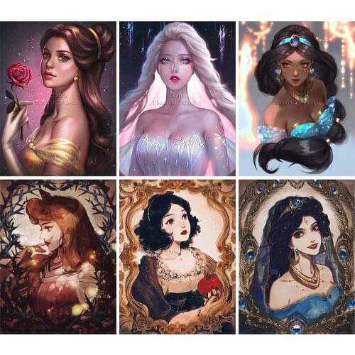 Diamond Painting 5D DIY Disney Princess Fantasy Full Square Round Cartoon Embroidery Mosaic Cross Stitch Kit Home Decor Gift
