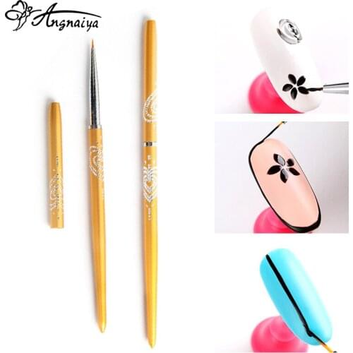 ANGNYA 5/7/9mm Mini Nail Art Gold Metal French Stripes Lines Flower Painting Drawing Carving Liner Brush Pen Manicure Tools S077