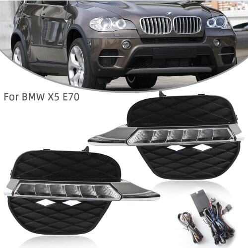 Car LED DRL Daylihgts For BMW X5 E70 2011 2012 2013 2014 Auto Daytime Running Light Front Indicator Headlamp headlight cable
