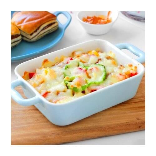Household Baking Cheese Ceramic Ears Oven Microwave Oven Roasting Bowl Rectangular Plates Rice Bowls Tableware