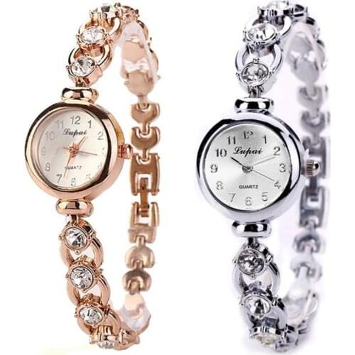 Gold Silver Fashion Women Bracelet Watch Ladies Rock Crystal Clock Luxury Dress Quartz Wrist Watch for Woman Relogio Feminino