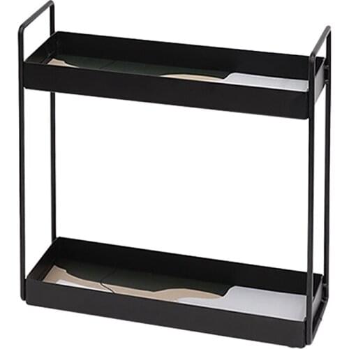 1Pcs Black Metal Storage Racks Bathroom 2 Layers Towel Holder Tableware Party Supply Home Decoration
