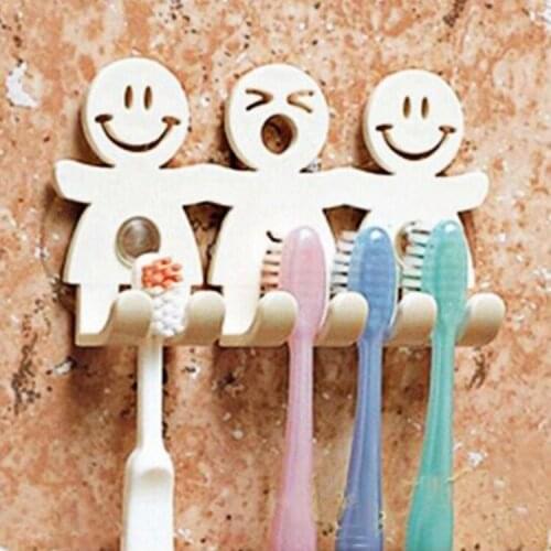 2020 Bathroom Sets cute Cartoon Sucker Toothbrush Holder Suction Hooks 5 Position Tooth Brush Holder new hot