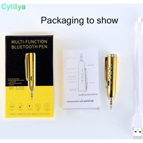 For iPhone X XS Max Wireless Bluetooth Audio AUX Receiver Adapter Pen with 3.5mm Jack Mini Car Kit Handsfree Clip-on Samsung S9