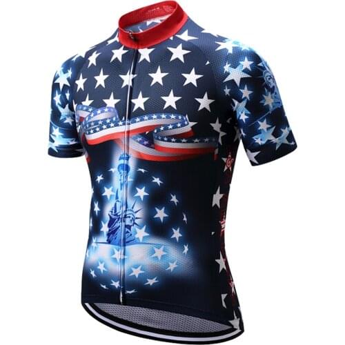 USA Goddess Of Liberty Mens Cycling Jerseys Summer Short Sleeve Bicycle Tops Biking Jersey Breathable Riding Shirts S-XXXL