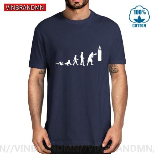 Box Evolution T shirt men Funny Evolution of Boxing Fighter T-shirt Ali Boxer Tee shirt Rocky tshirt camiseta Man Urban Clothing