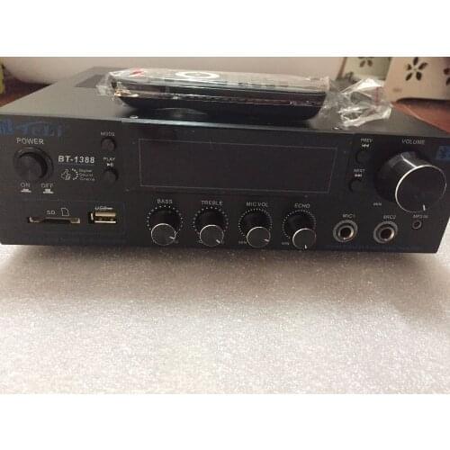 Newest BT1388 80W+80W HIFI Karaoke home theater stereo audio amplifier Support Bluetooth. Dual microphone.USB.SD card