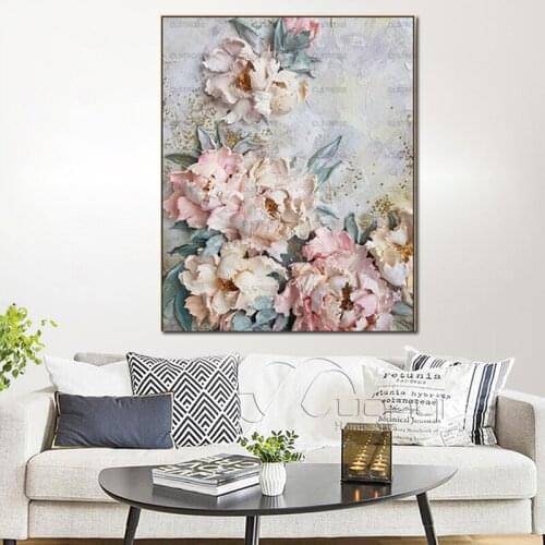 Famous Paintings Oil Painting Pink Big Petals Art Painting Home Wall Nordic Canvas Creative High Definition Print Mural