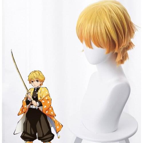 Blade of Ghosts My Wife of Goodness Cosplay Wig Yellow Gradient Orange Twisted Short Hair