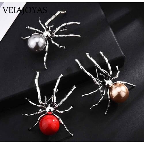 Colorful High Quality Resin Bead Spider Brooch Polish Brooch Pins For Women Men Halloween Party Jewelry Beautiful Insect Brooch
