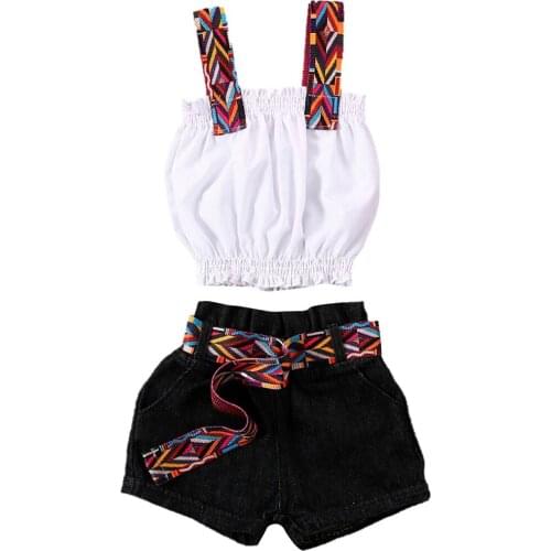 Summer Kids Baby Girl Clothes Ruffle Tops Vest+Short Pants Sunsuit Outfit Set