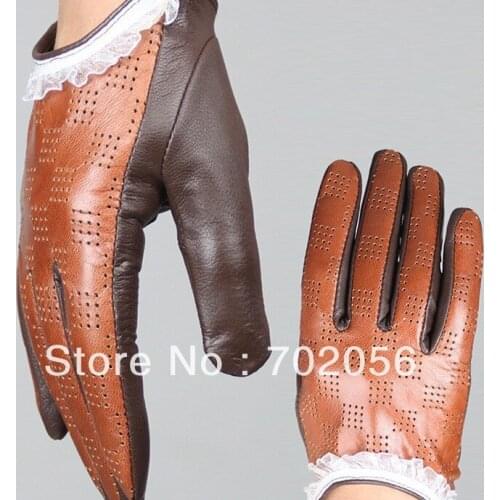 FASHION Five Finger Leather half/palm gloves leather half palm gloves Lambskin 12pair/lot #3142