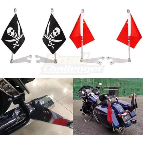 Motorcycle Flag Pole Side Luggage Rack Mount Flag Pole For Harley Touring FLHTCU FLHT FLHX FLTR Ultra Electra Road Glide King